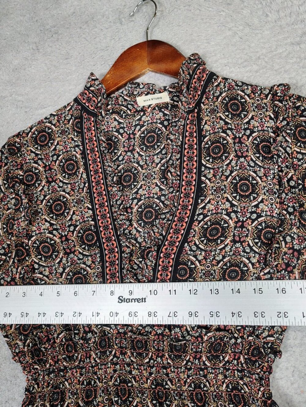 Max Studio Maxi Dress Womens S? 36" Chest Black Multi Floral Long Sleeve Cottage - Picture 6 of 12